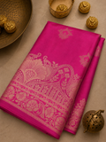 Pink Soft Silk Banarasi Saree – Traditional Motifs, Banarasi Border & Rich Pallu