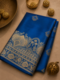 Blue Soft Silk Banarasi Saree – Traditional Motifs, Banarasi Border & Rich Pallu