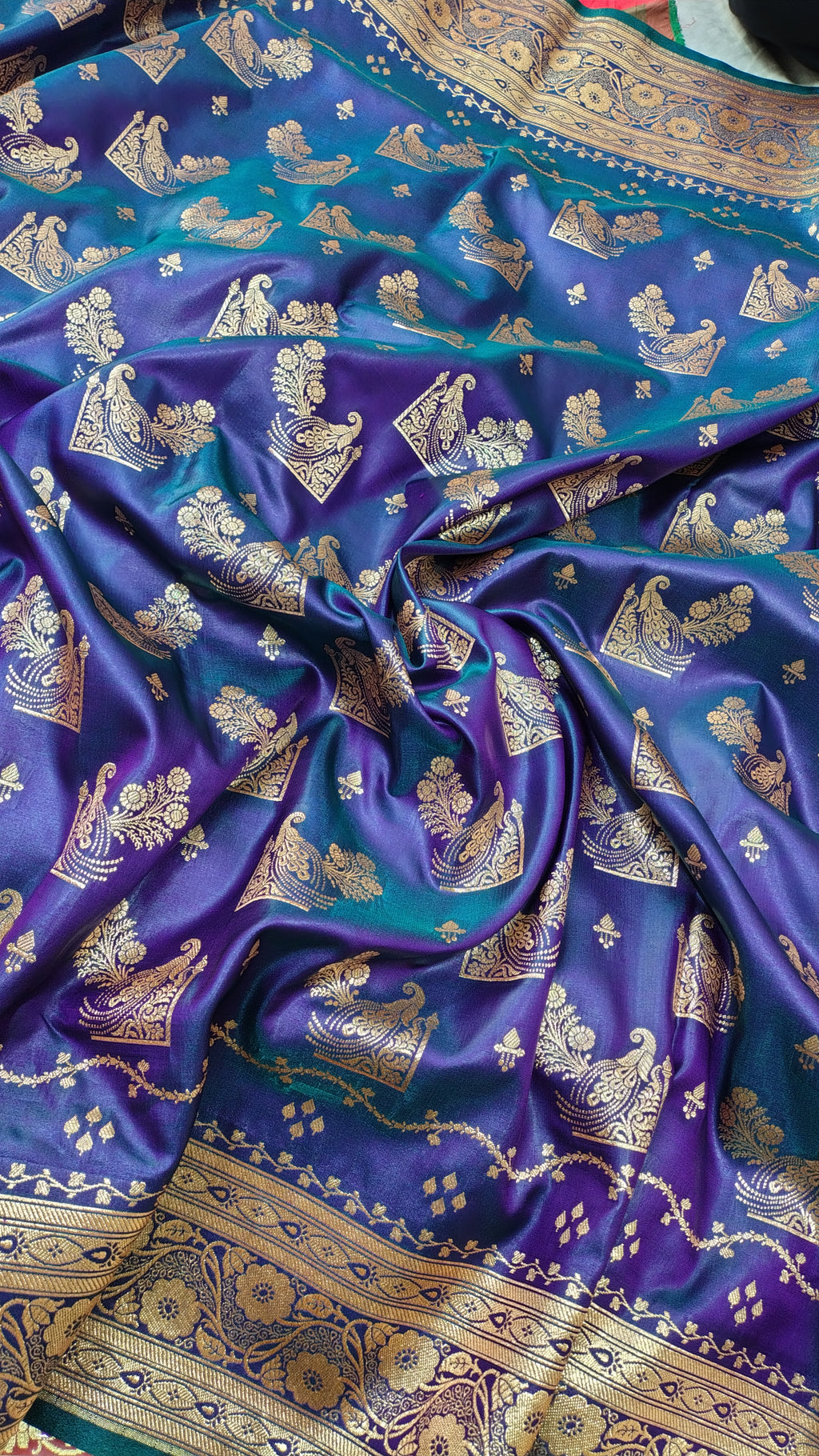 Blue Soft Satin Silk Banarasi Saree