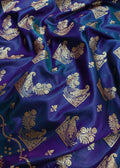 Blue Soft Satin Silk Banarasi Saree