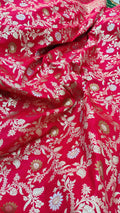 Cherry Red Rich Soft Satin Silk Banarasi Saree