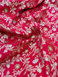 Cherry Red Rich Soft Satin Silk Banarasi Saree