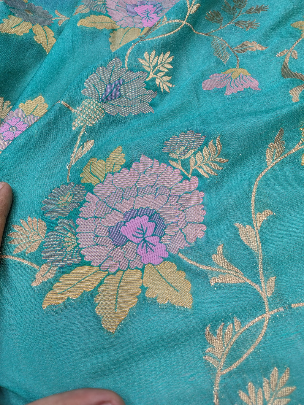 Blue Pashmina Banarasi Chiffon Saree