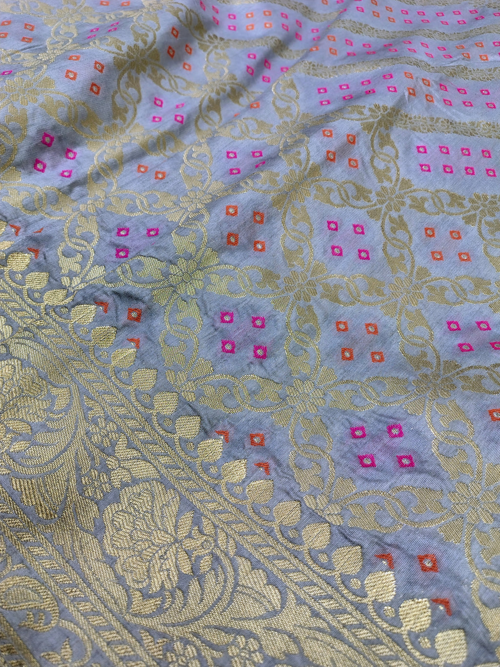 Dove Grey Banarasi Soft Silk Saree