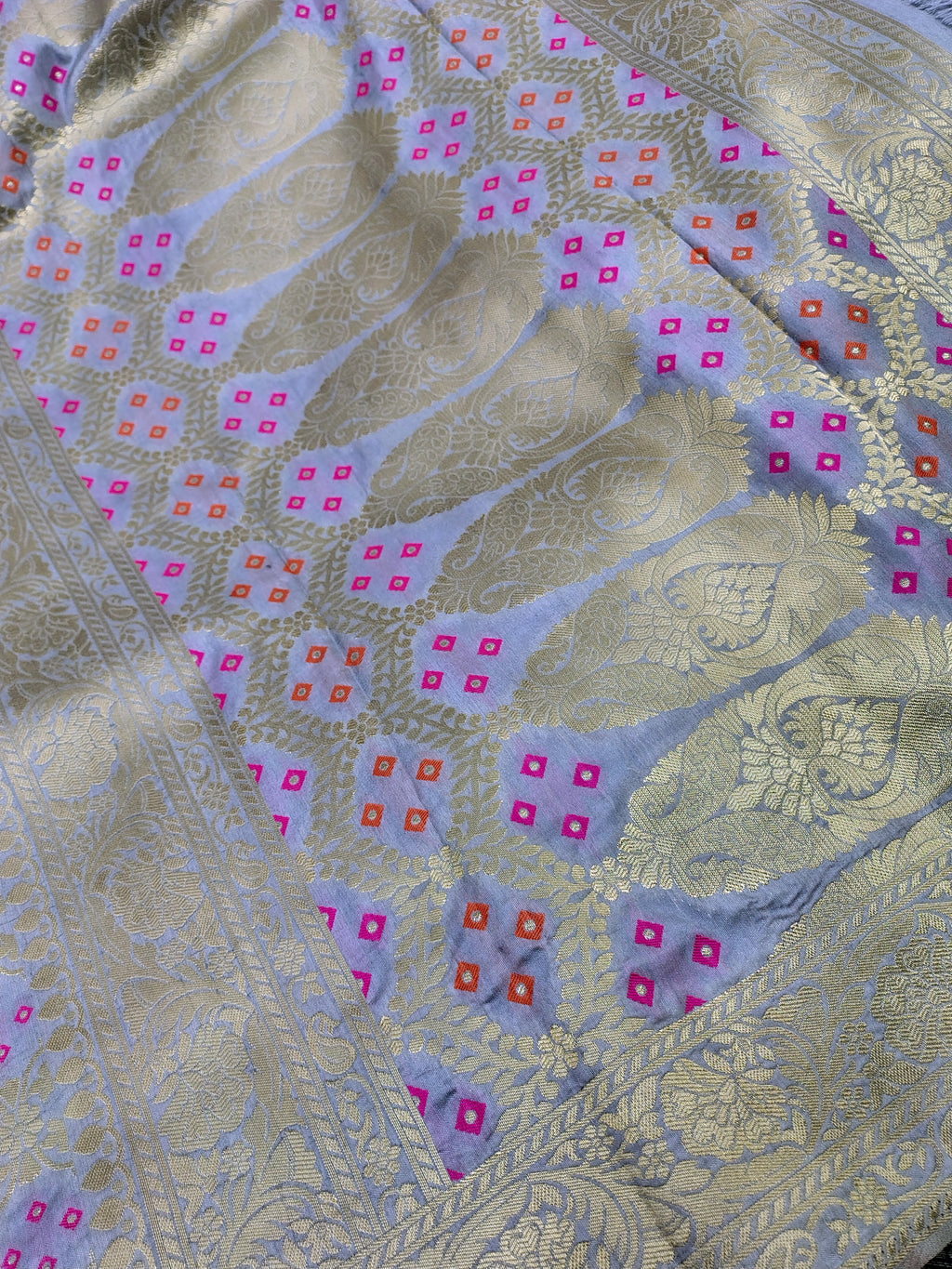 Dove Grey Banarasi Soft Silk Saree