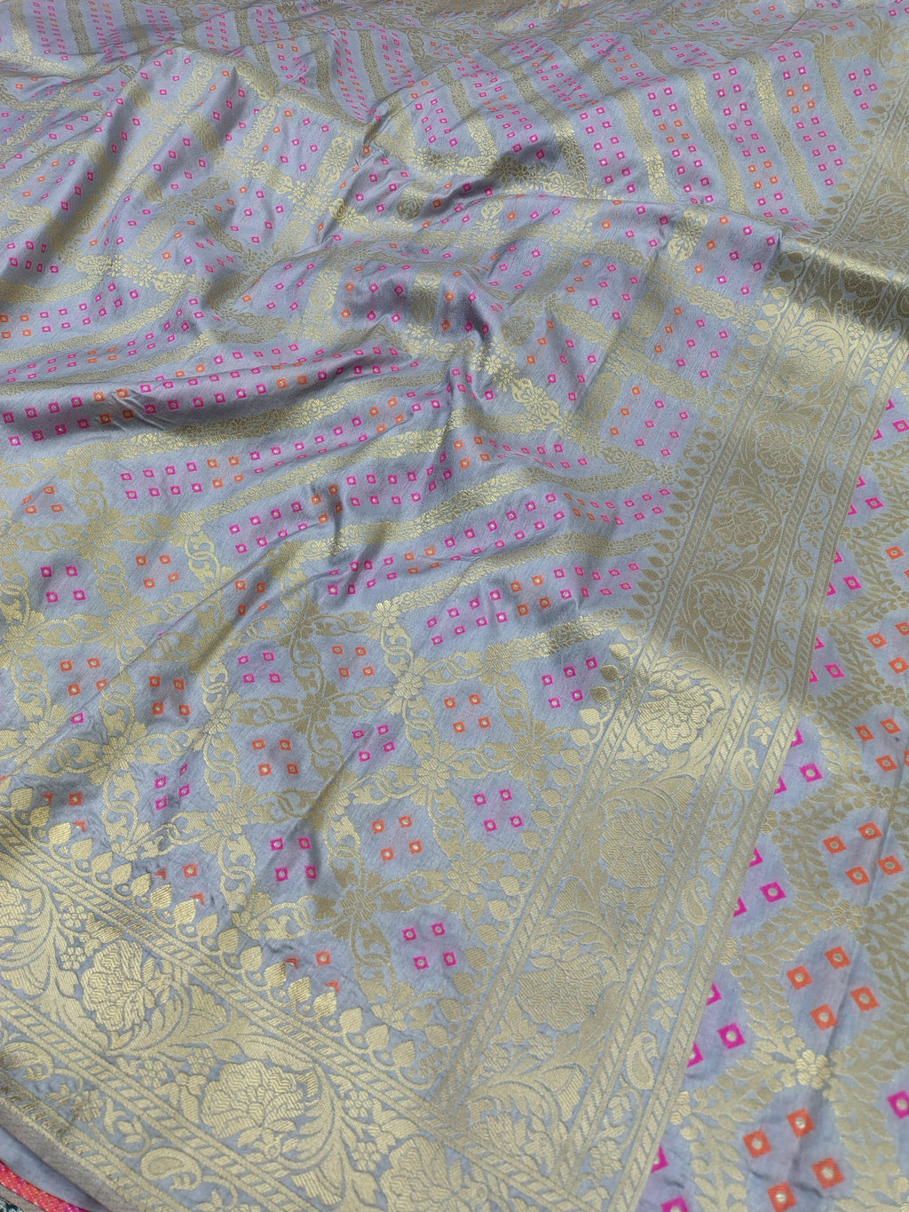 Dove Grey Banarasi Soft Silk Saree
