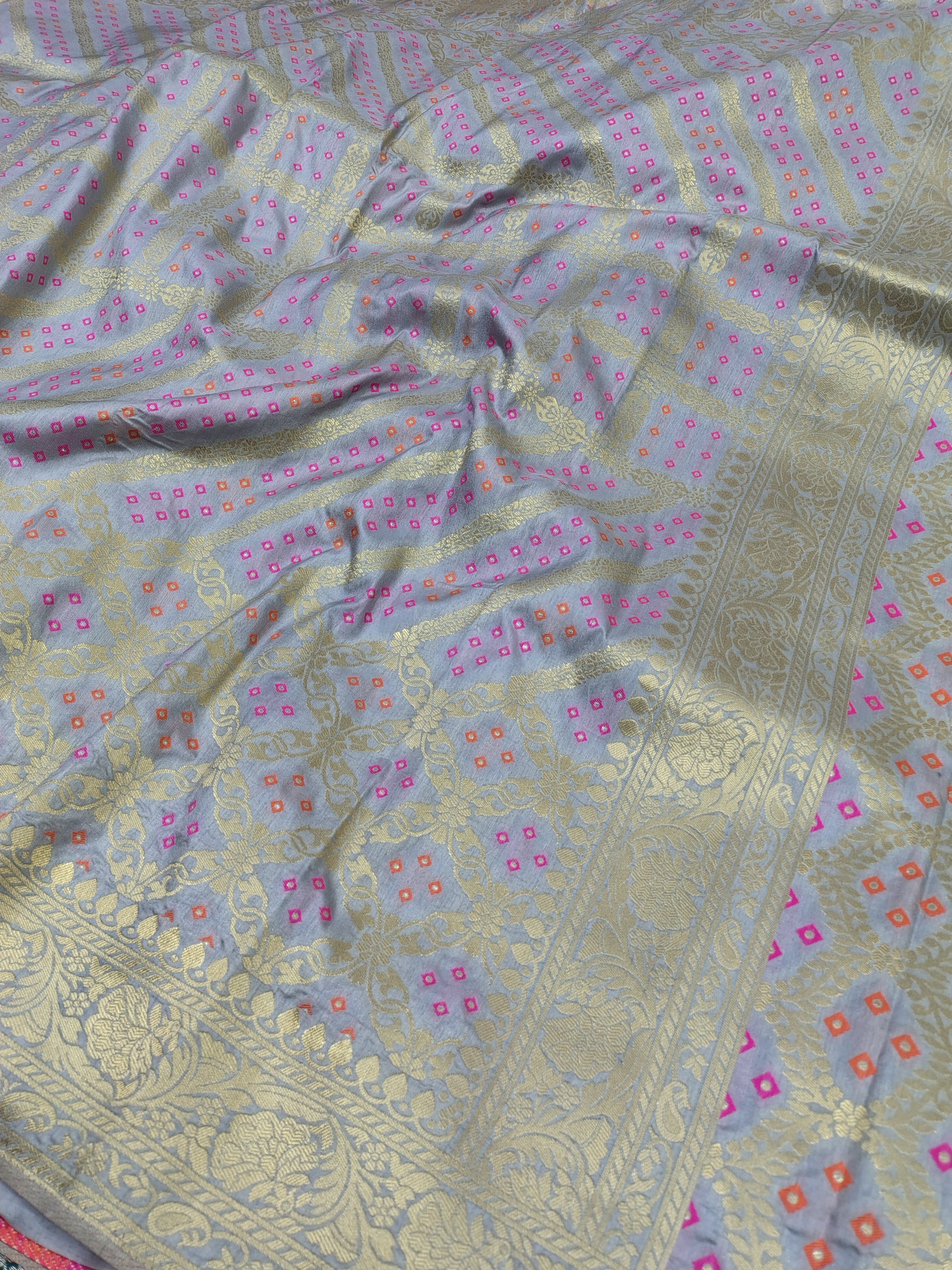 Dove Grey Banarasi Soft Silk Saree