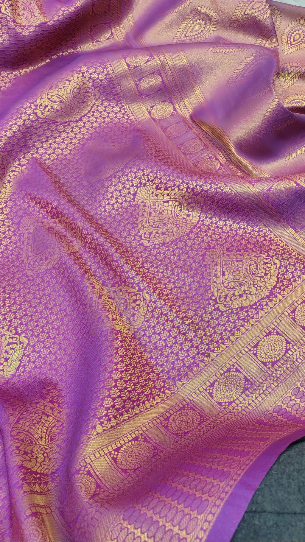 Purple Banarasi Soft Silk Saree with Traditional Zari Motifs