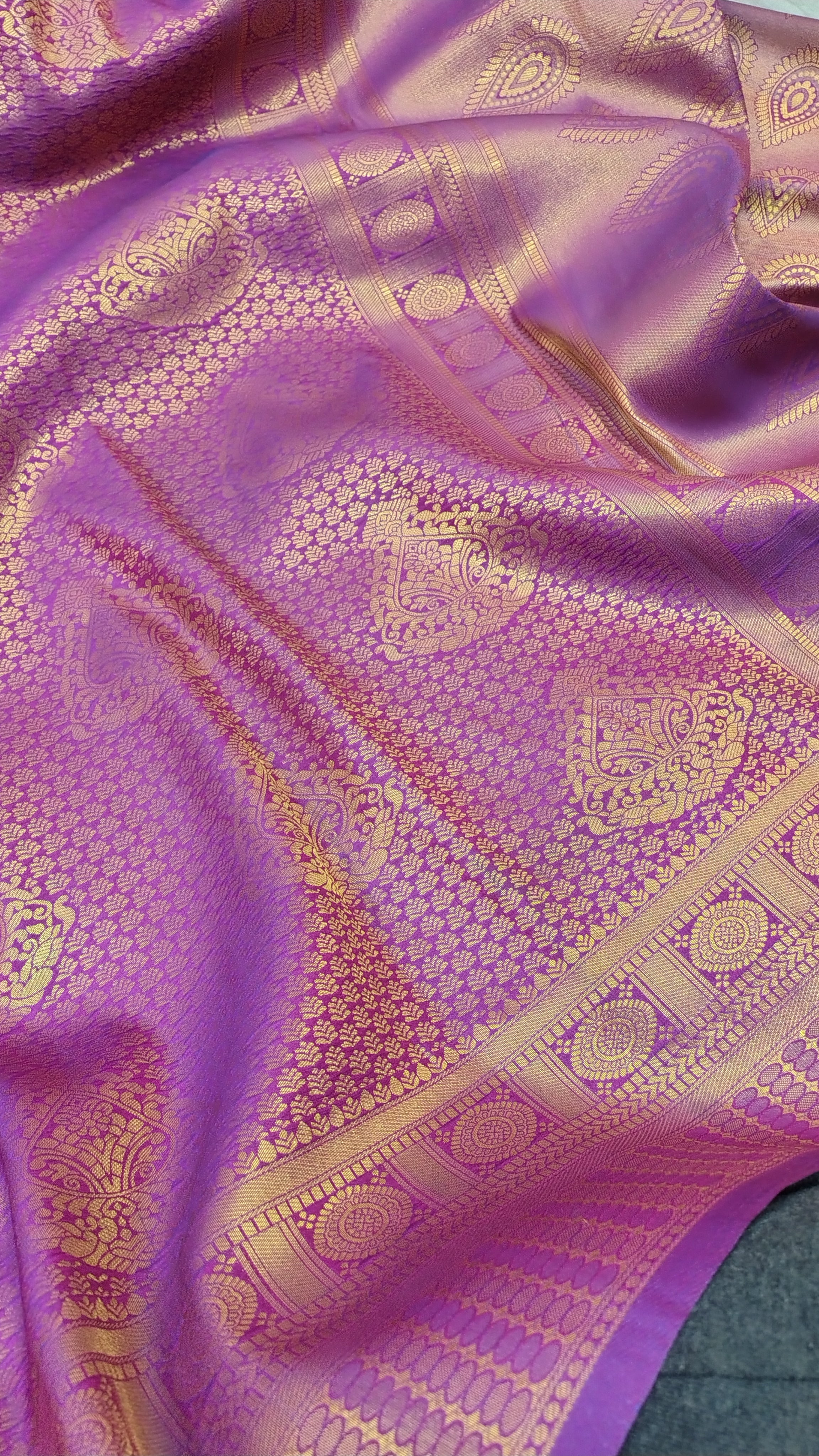Purple Banarasi Soft Silk Saree with Traditional Zari Motifs
