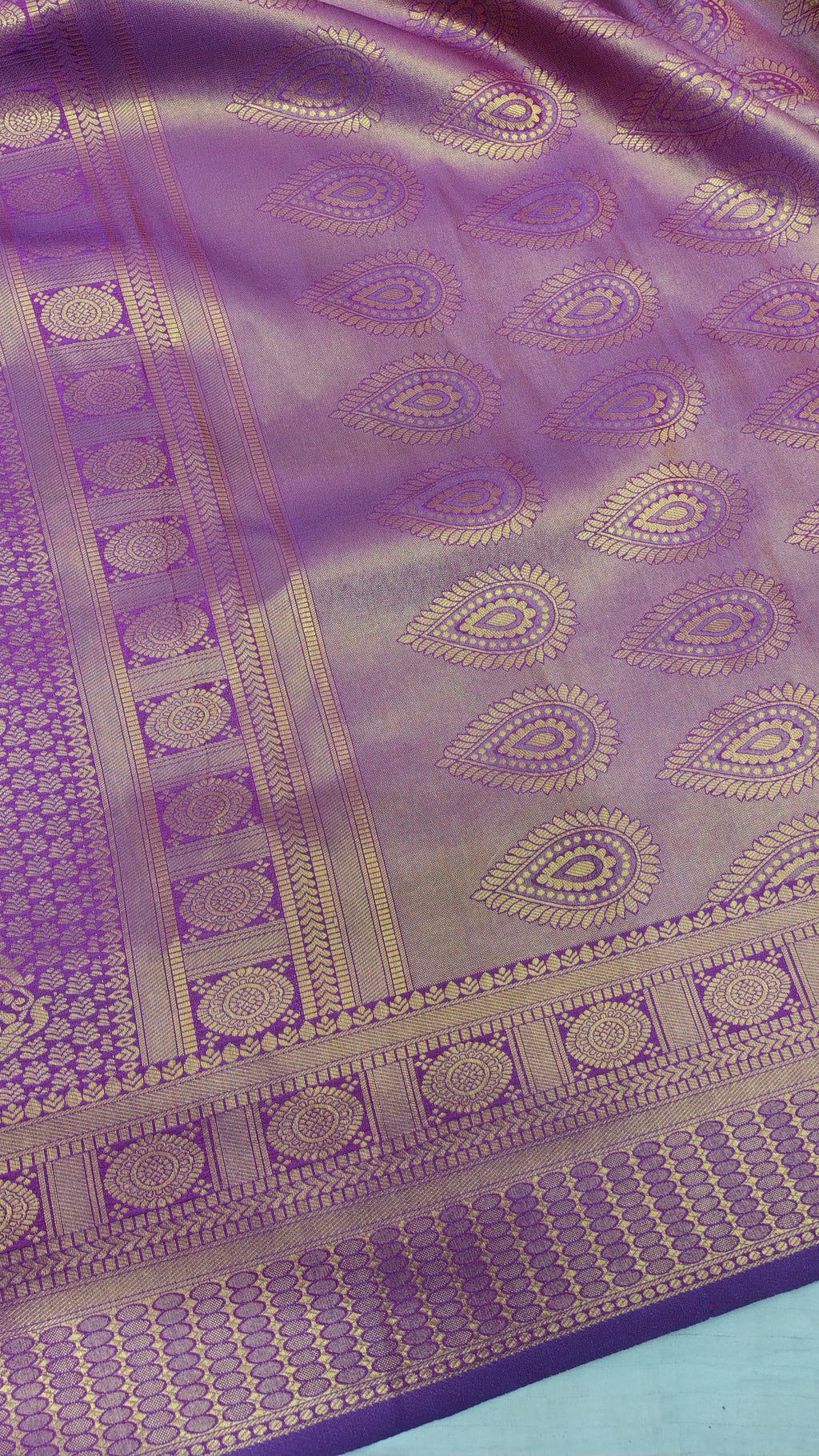 Purple Banarasi Soft Silk Saree with Traditional Zari Motifs