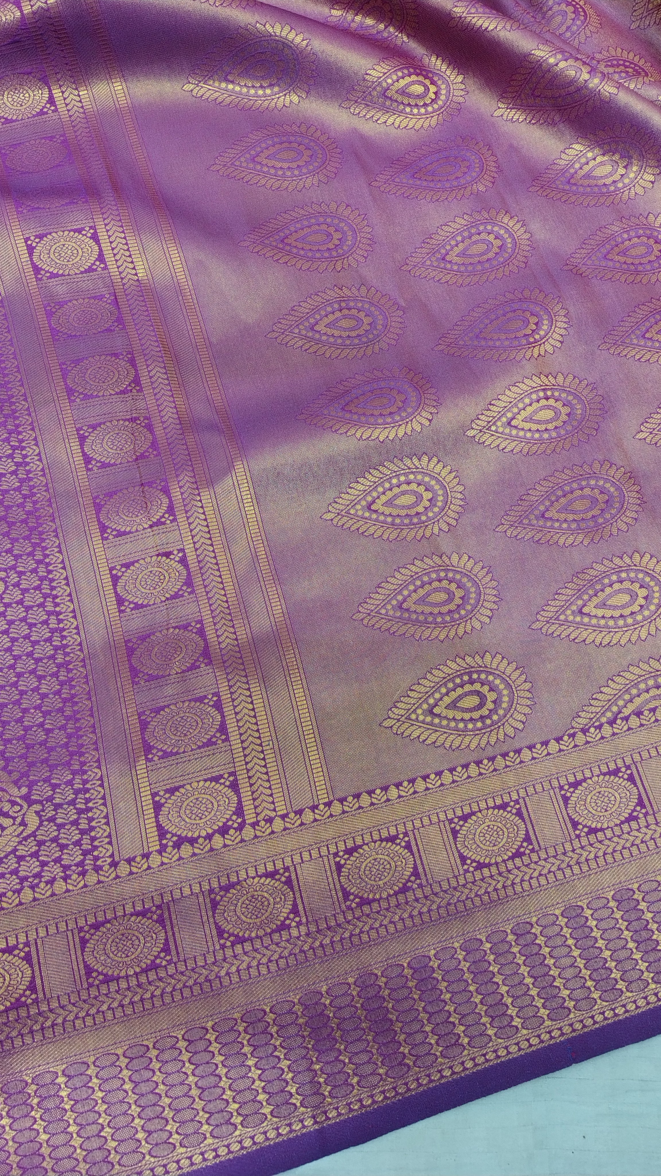 Purple Banarasi Soft Silk Saree with Traditional Zari Motifs