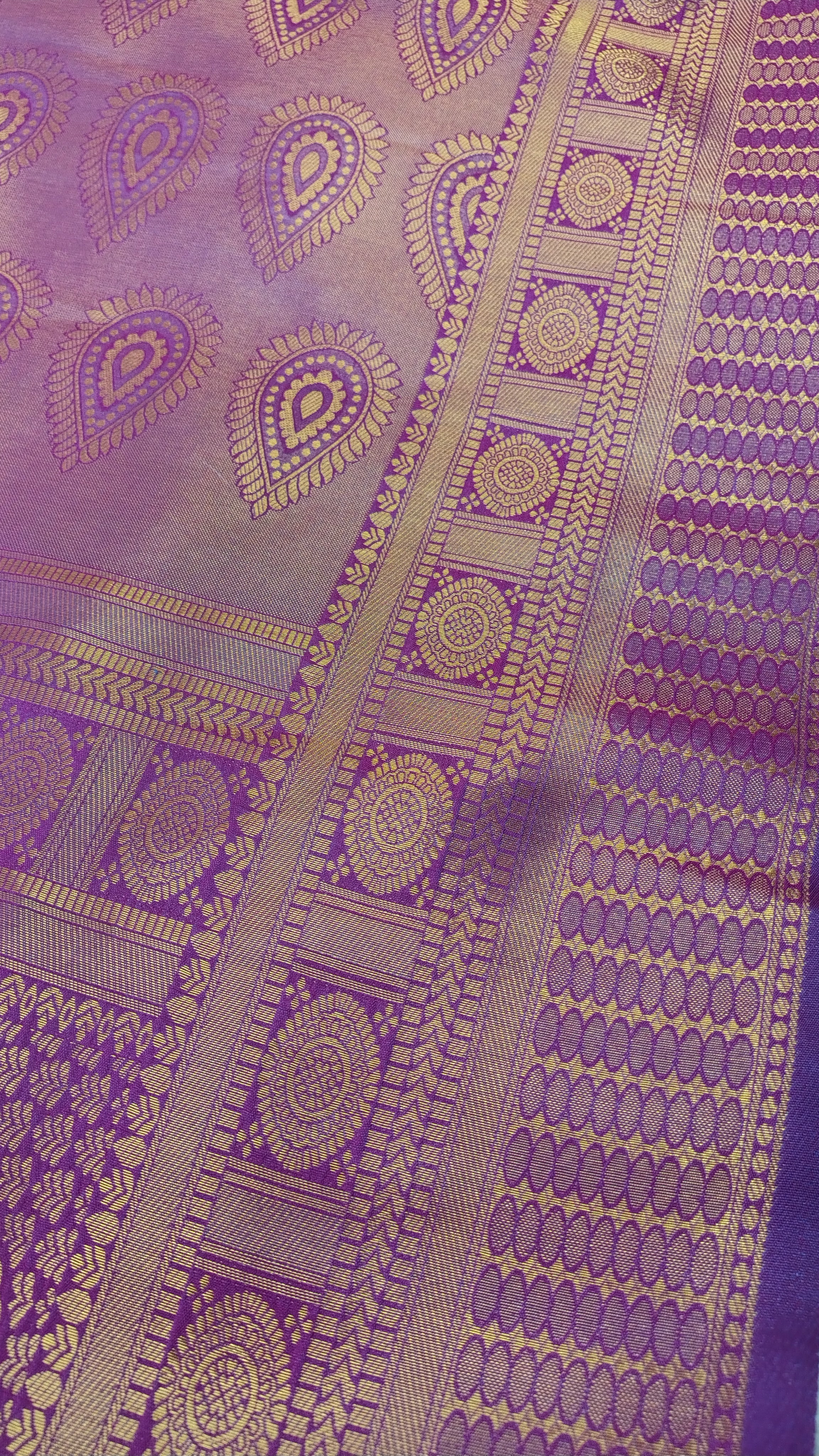Purple Banarasi Soft Silk Saree with Traditional Zari Motifs