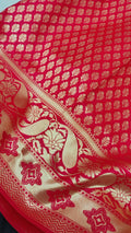 Red Banarasi Soft Silk Saree with Traditional Zari Motifs