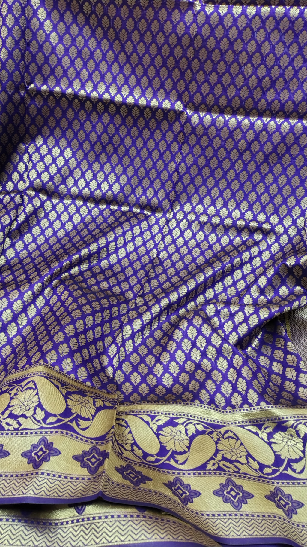 Violet Banarasi Soft Art Silk Saree | All-Over Traditional Zari Motifs with Rich Pallu & Designer Border