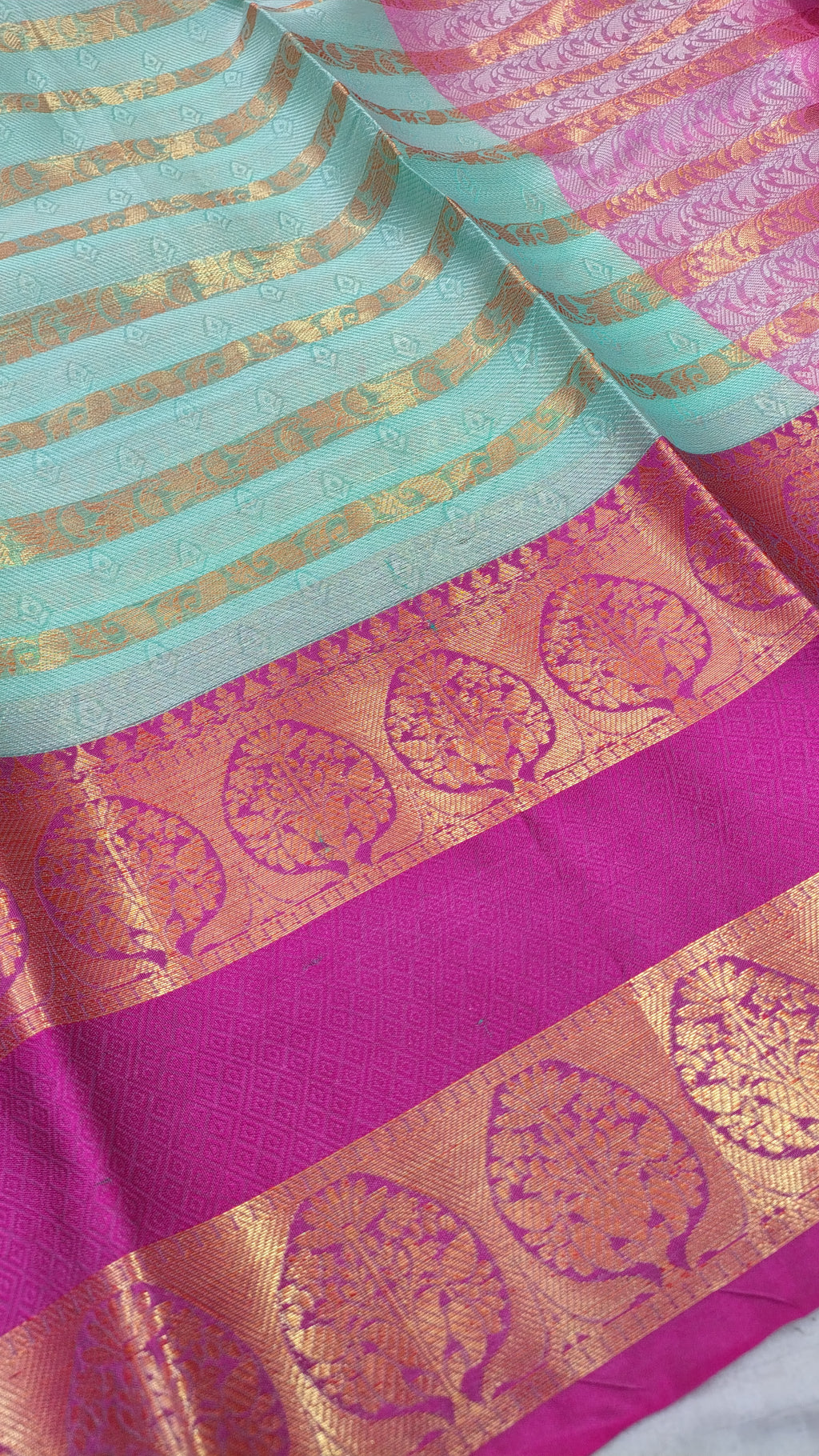 Sea Green Banarasi Soft Silk Saree