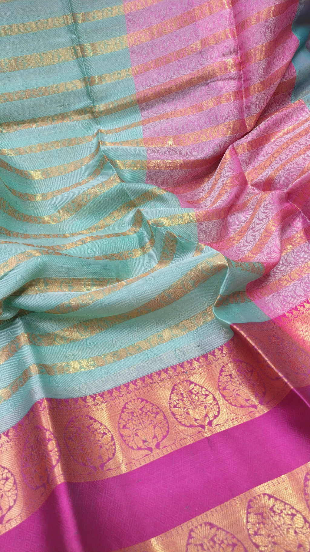 Sea Green Banarasi Soft Silk Saree