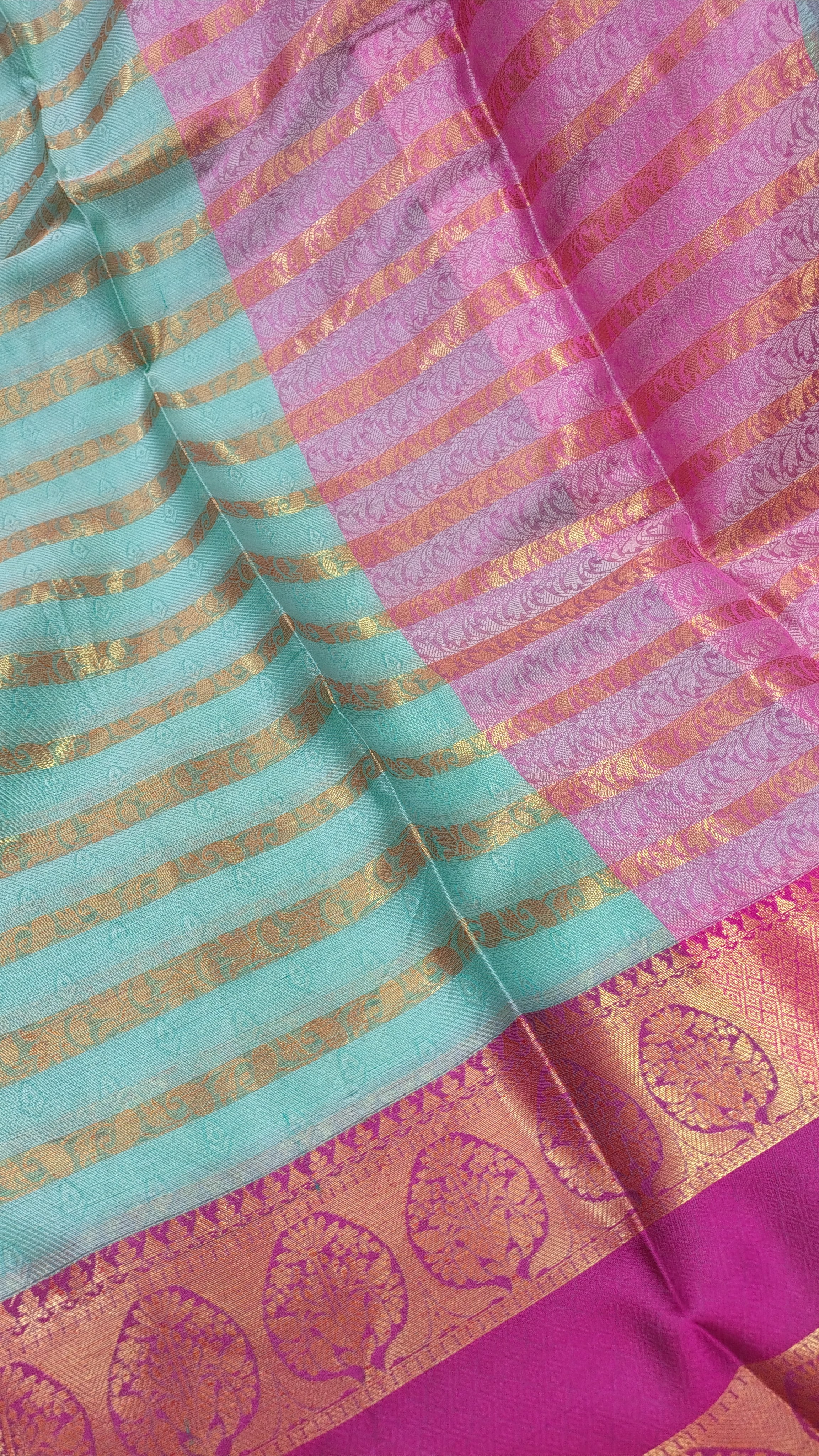 Sea Green Banarasi Soft Silk Saree
