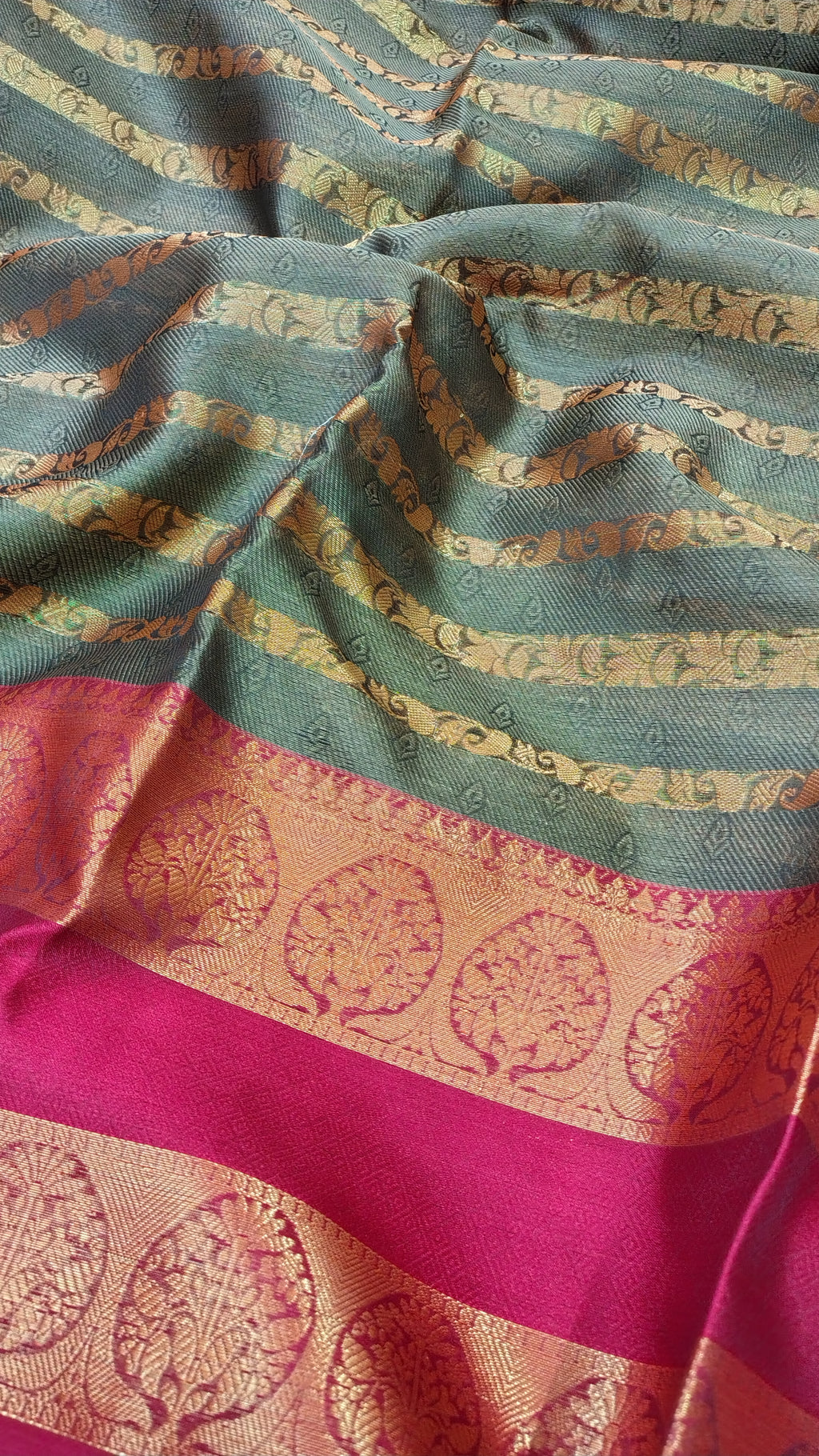 Olive Green Banarasi Soft Silk Saree
