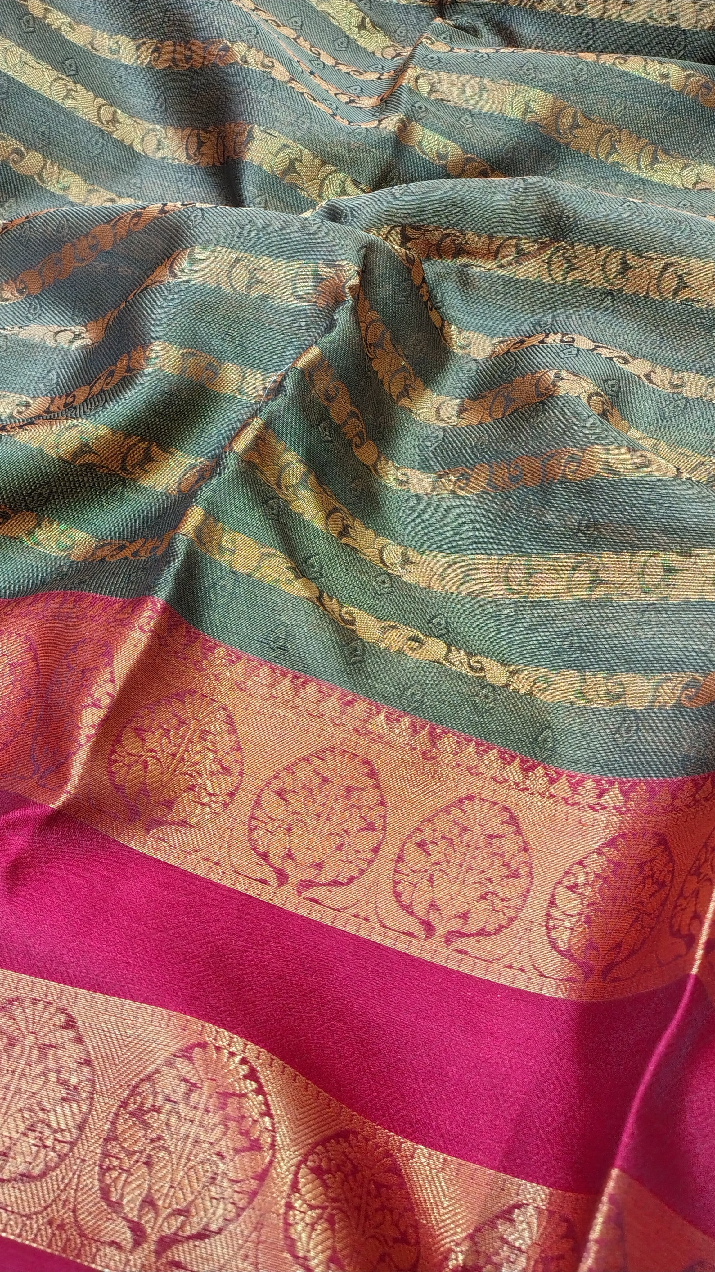 Olive Green Banarasi Soft Silk Saree