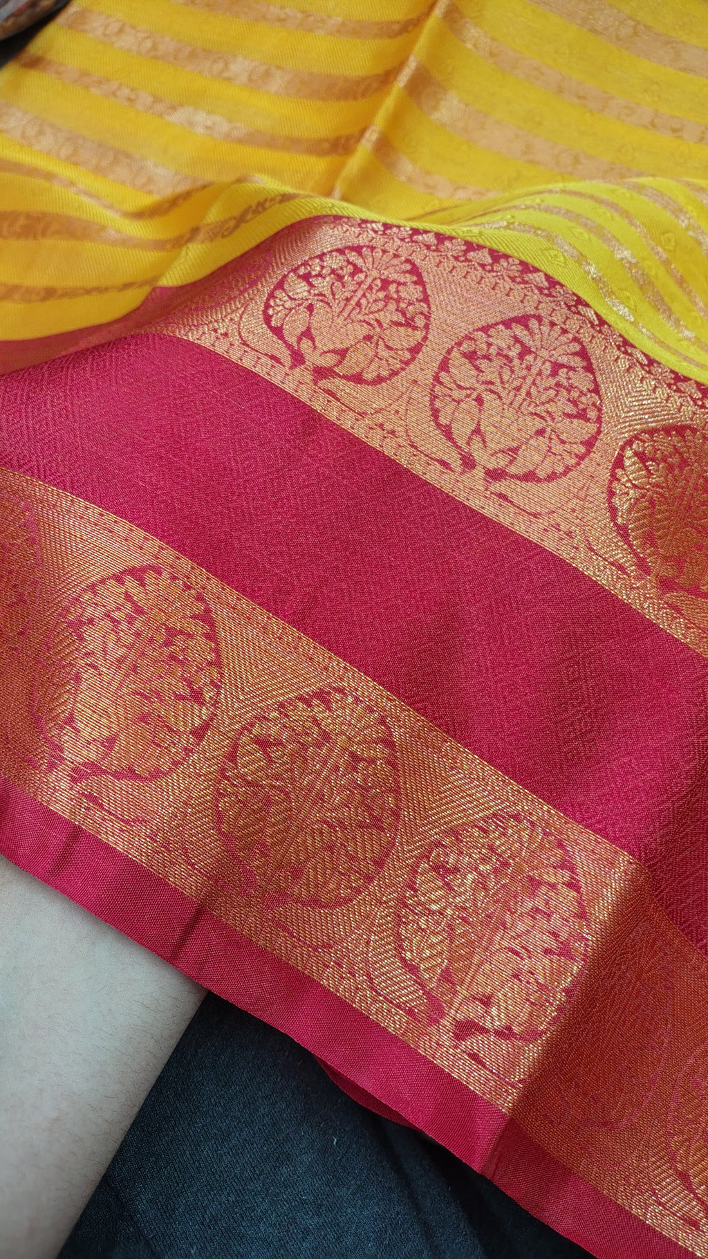 Yellow Banarasi Soft Silk Saree