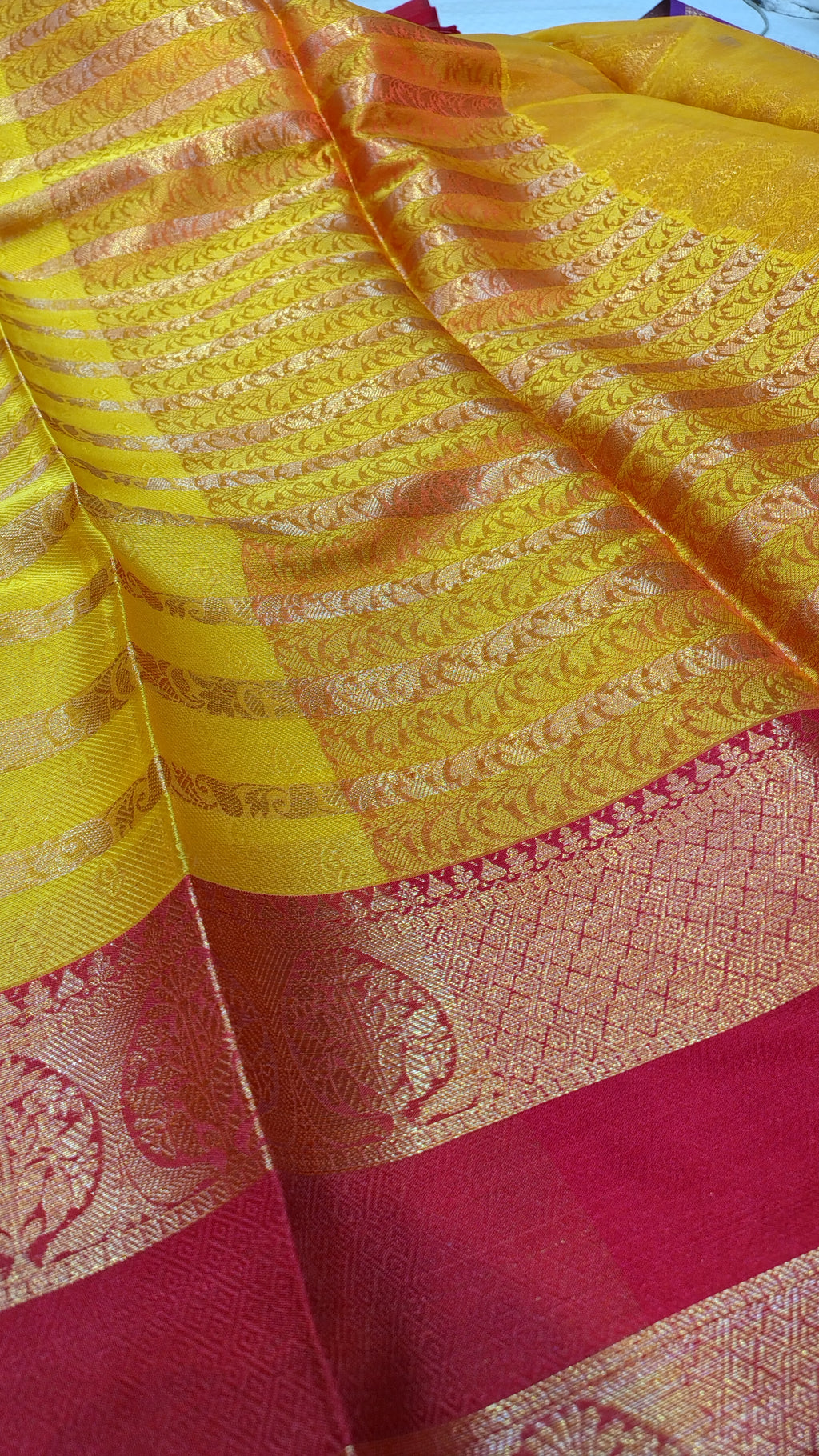 Yellow Banarasi Soft Silk Saree