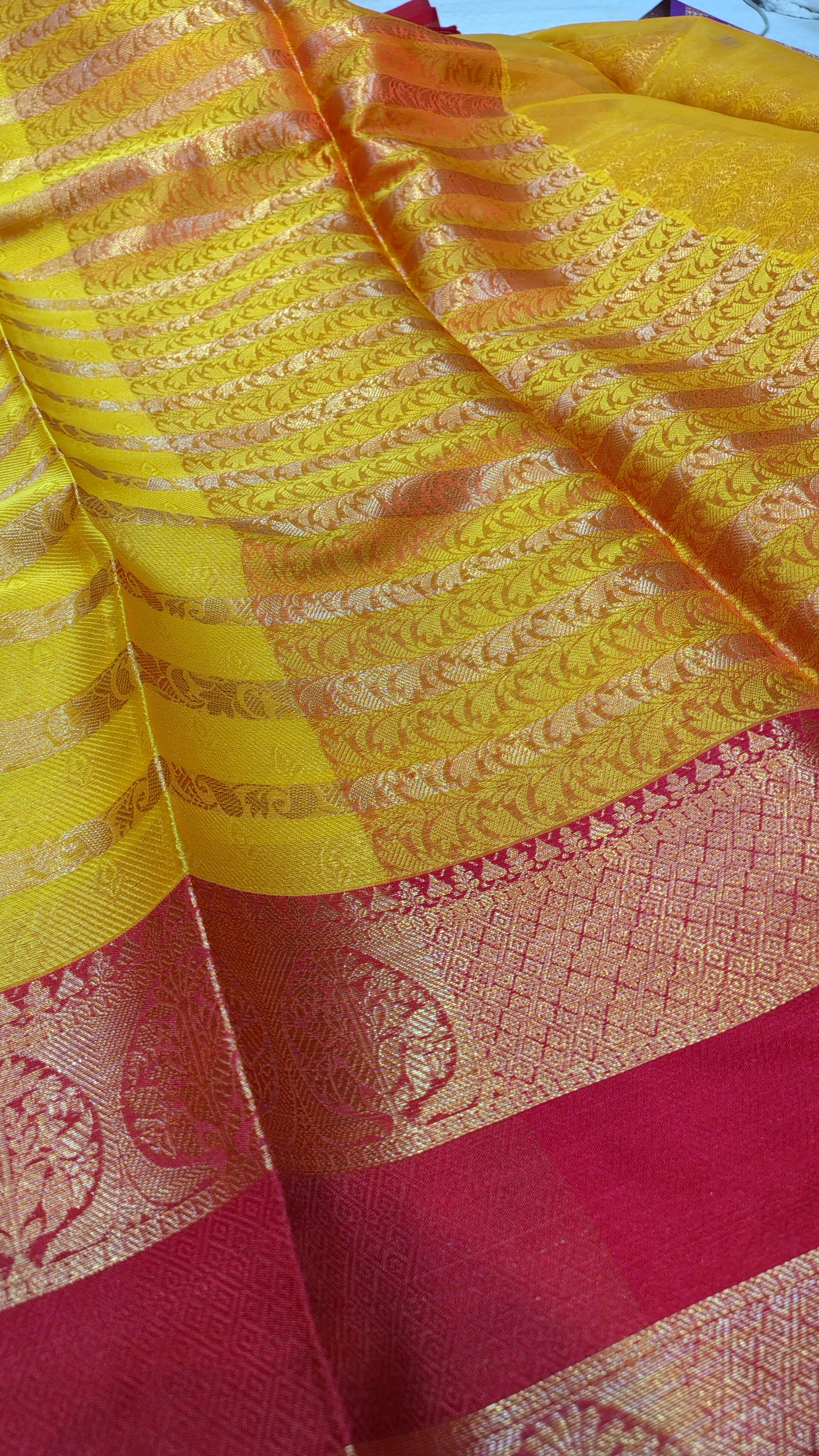 Yellow Banarasi Soft Silk Saree