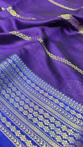 Purple Banarasi Soft Art Silk Saree with Linear Weave