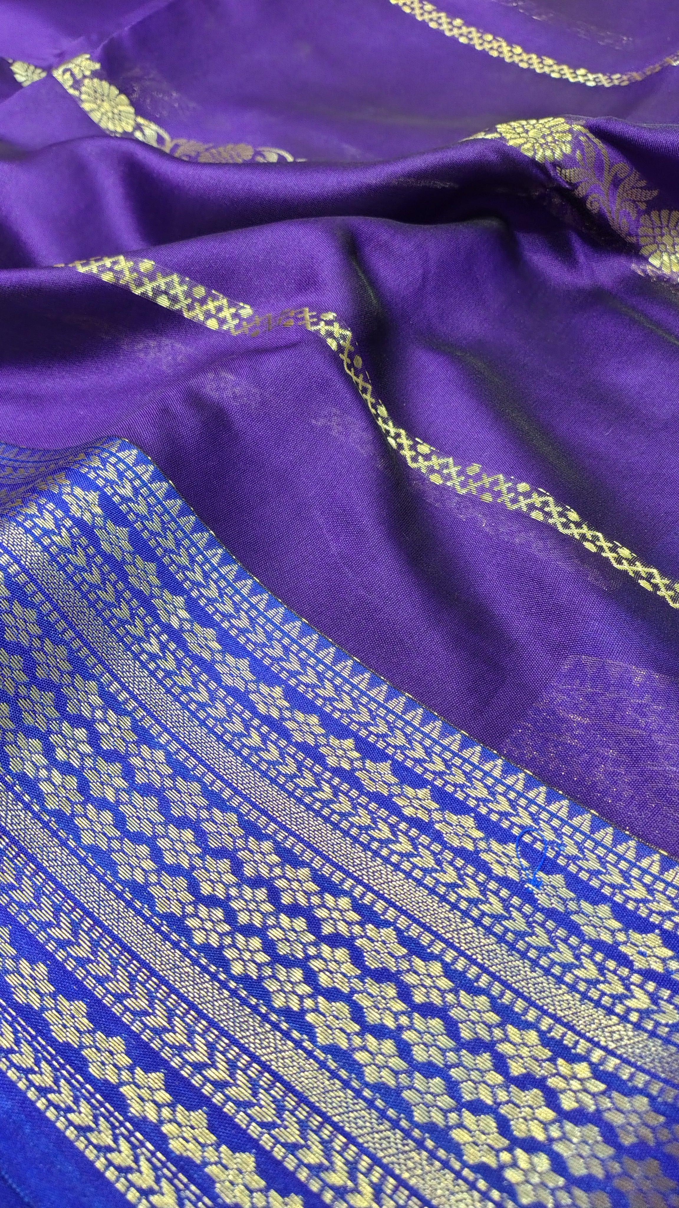 Purple Banarasi Soft Art Silk Saree with Linear Weave