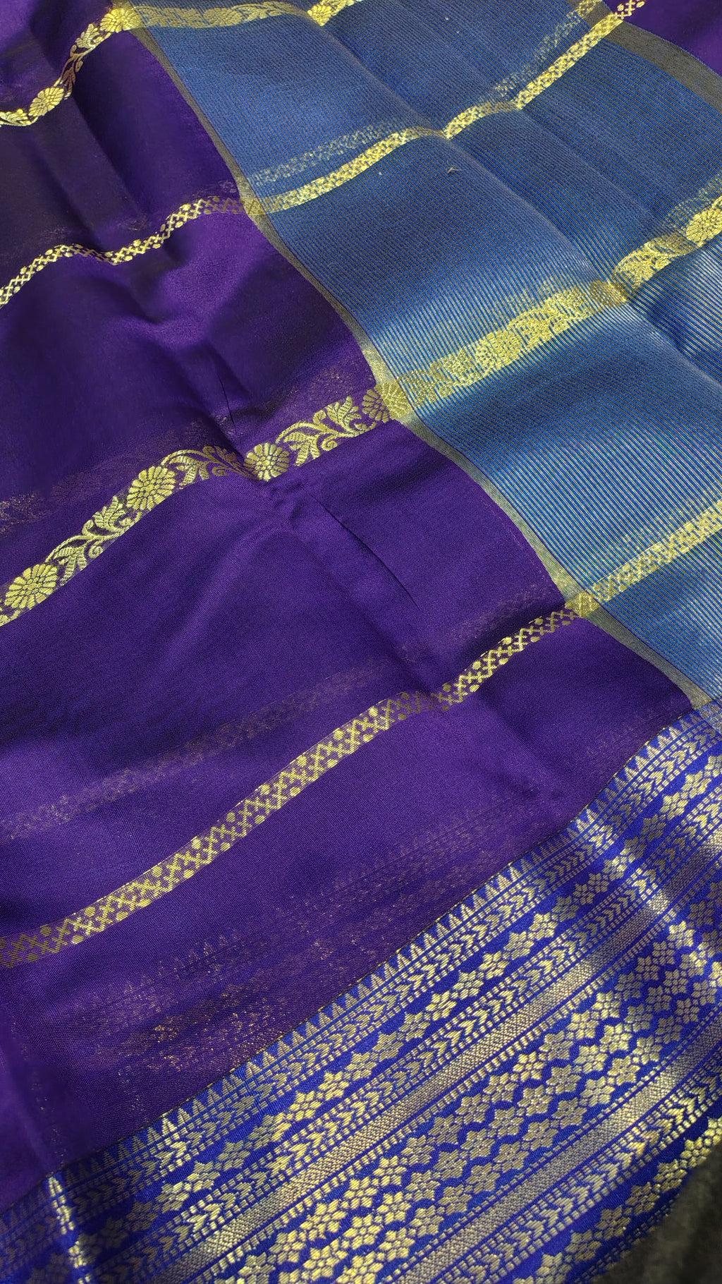 Purple Banarasi Soft Art Silk Saree with Linear Weave