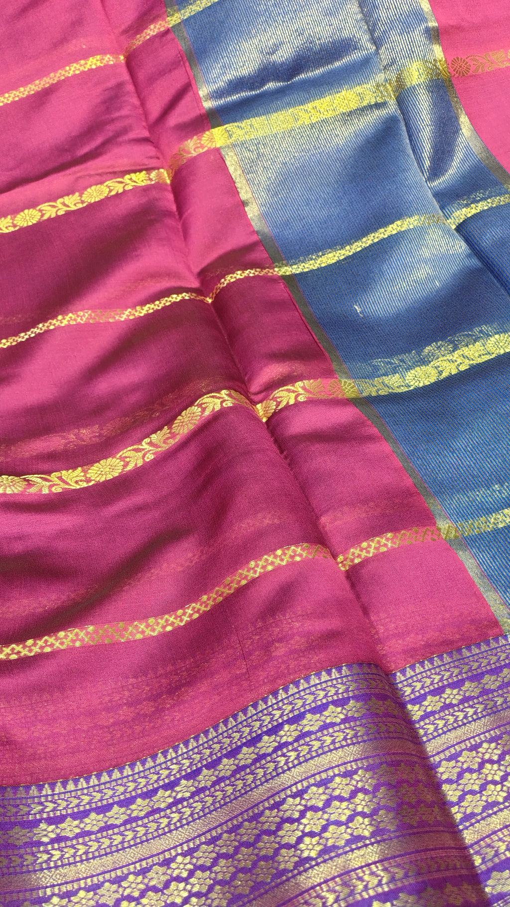 Rani Pink Banarasi Soft Art Silk Saree