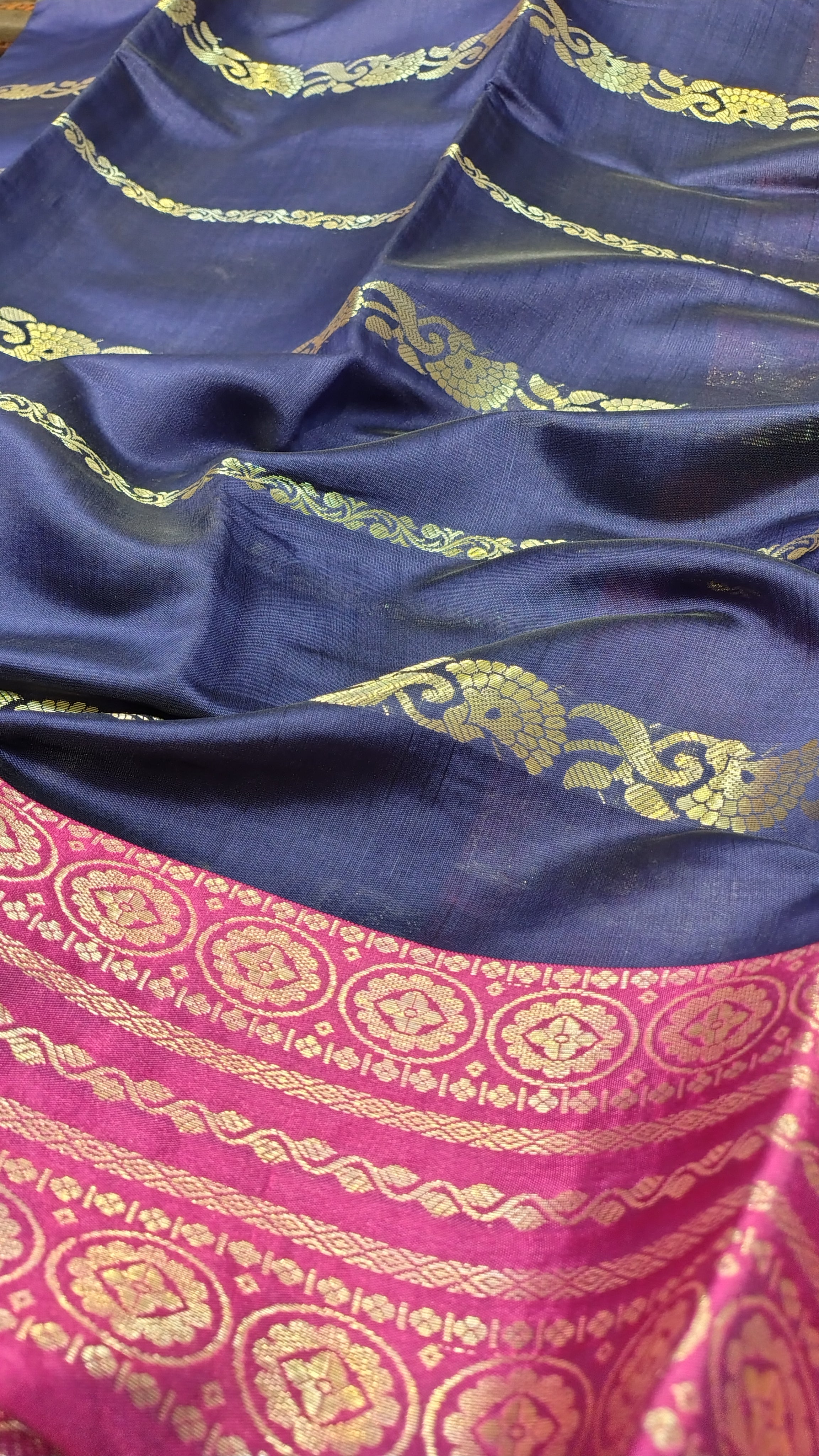 Navy Blue Soft Art Silk Banarasi Saree