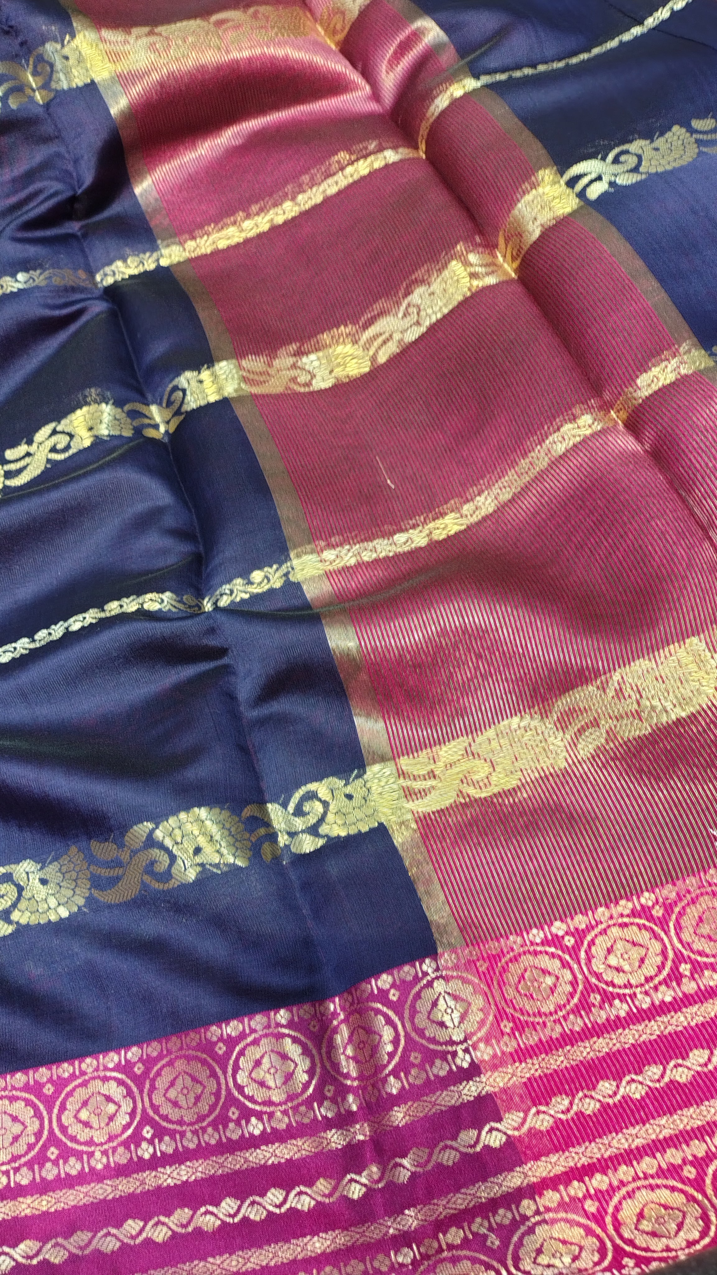 Navy Blue Soft Art Silk Banarasi Saree
