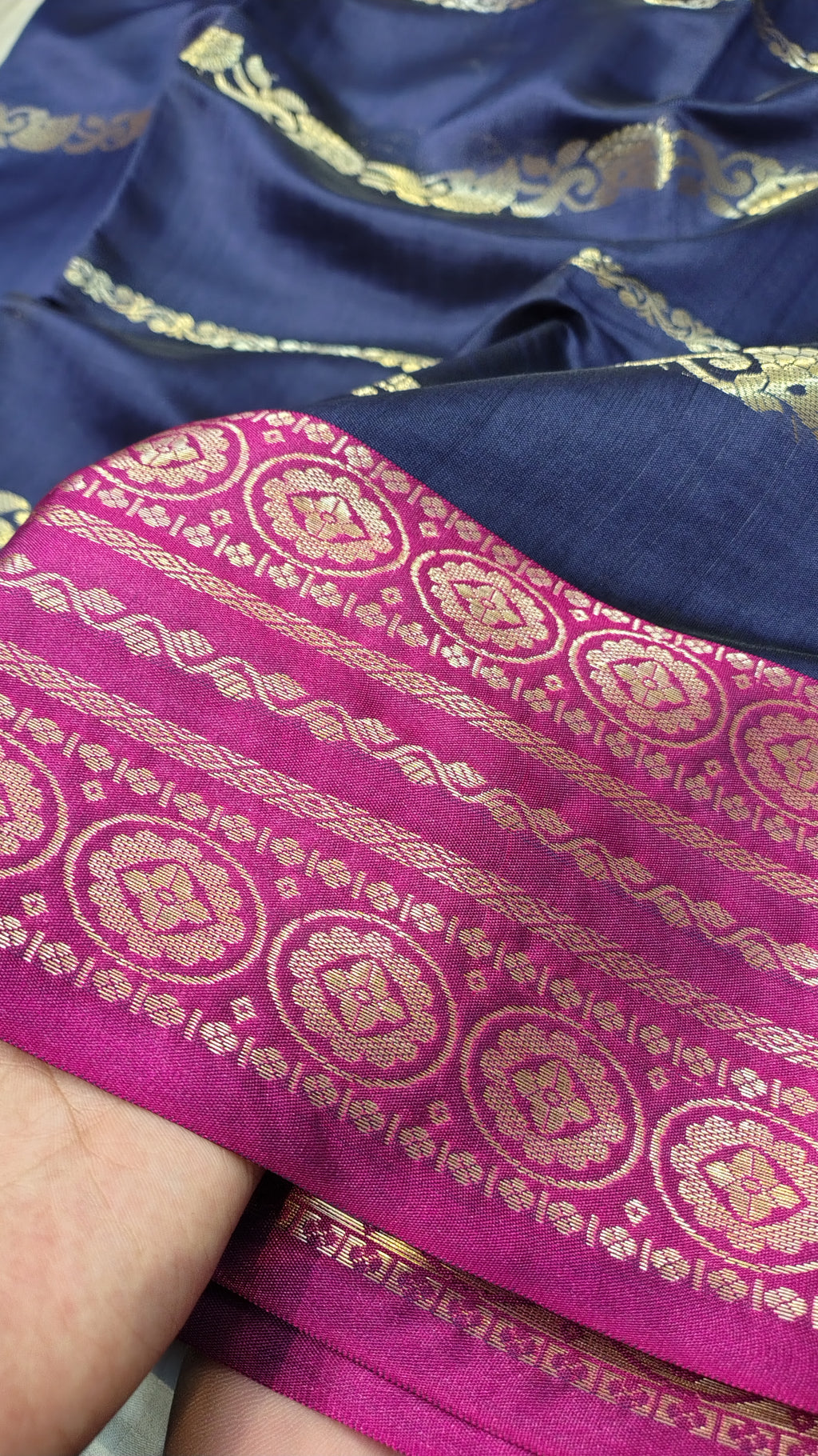 Navy Blue Soft Art Silk Banarasi Saree