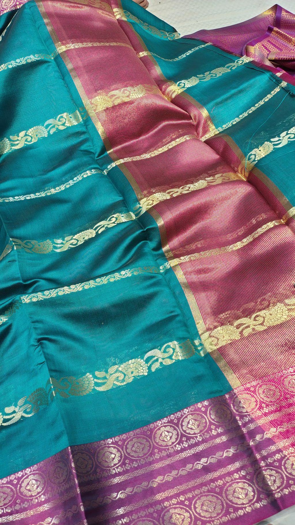 Sea Green Soft Art Silk Banarasi Saree