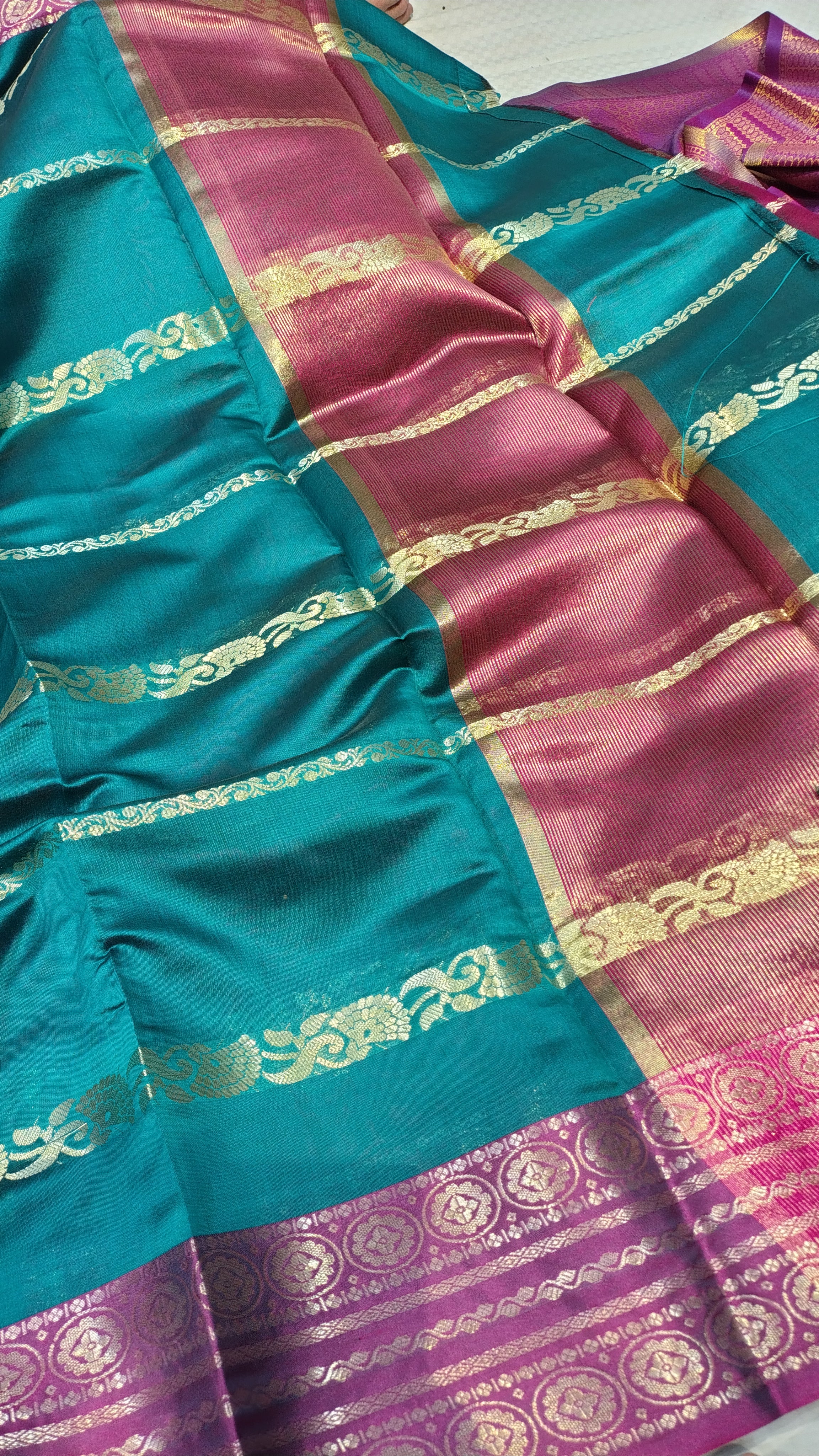 Sea Green Soft Art Silk Banarasi Saree