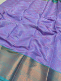 Purple Fancy Banarasi Saree – Leaf Tanchoi Weave with Triple Border