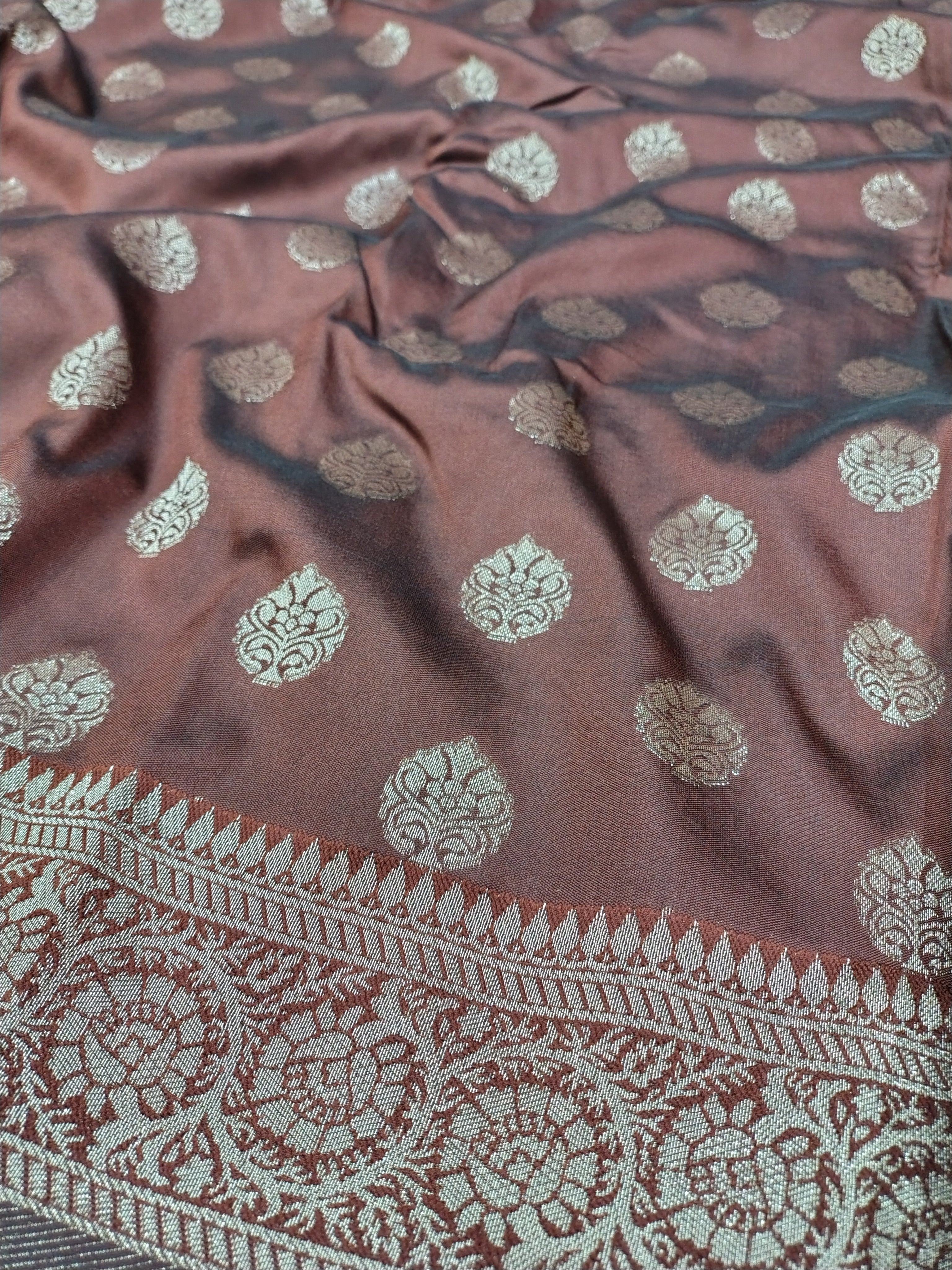 Soft Silk English Brown Banarasi Saree