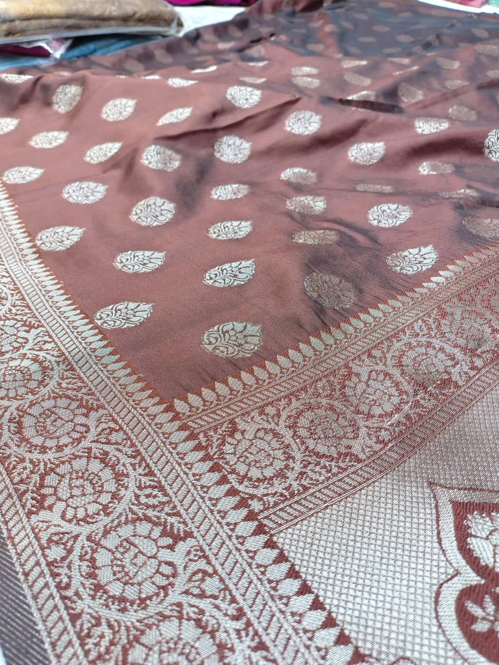 Brown Soft Silk Banarasi Saree