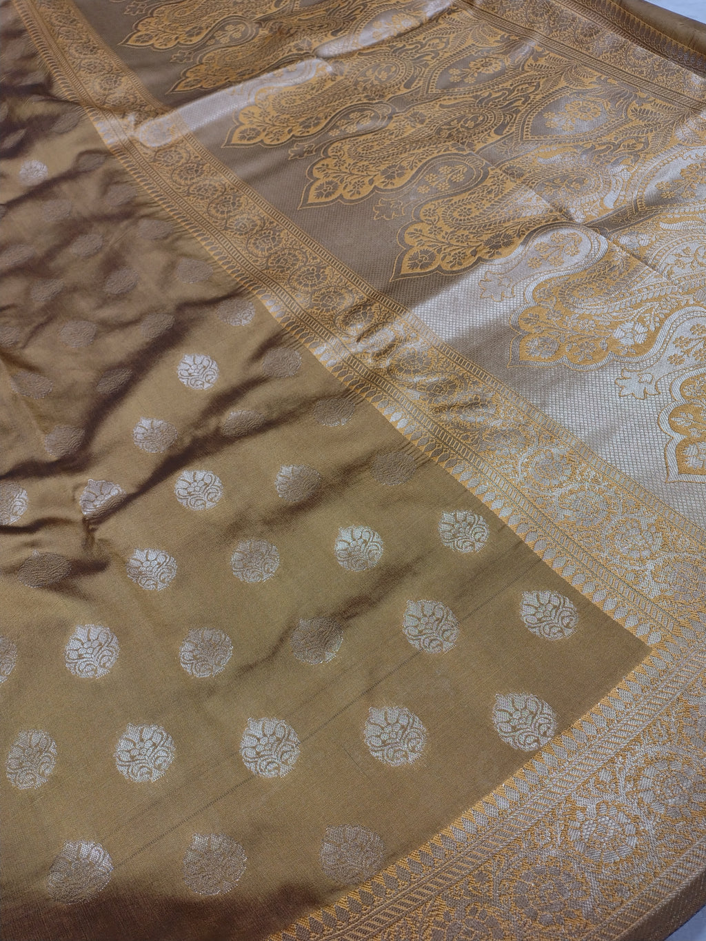 Dusty Gold Soft Silk Banarasi Saree