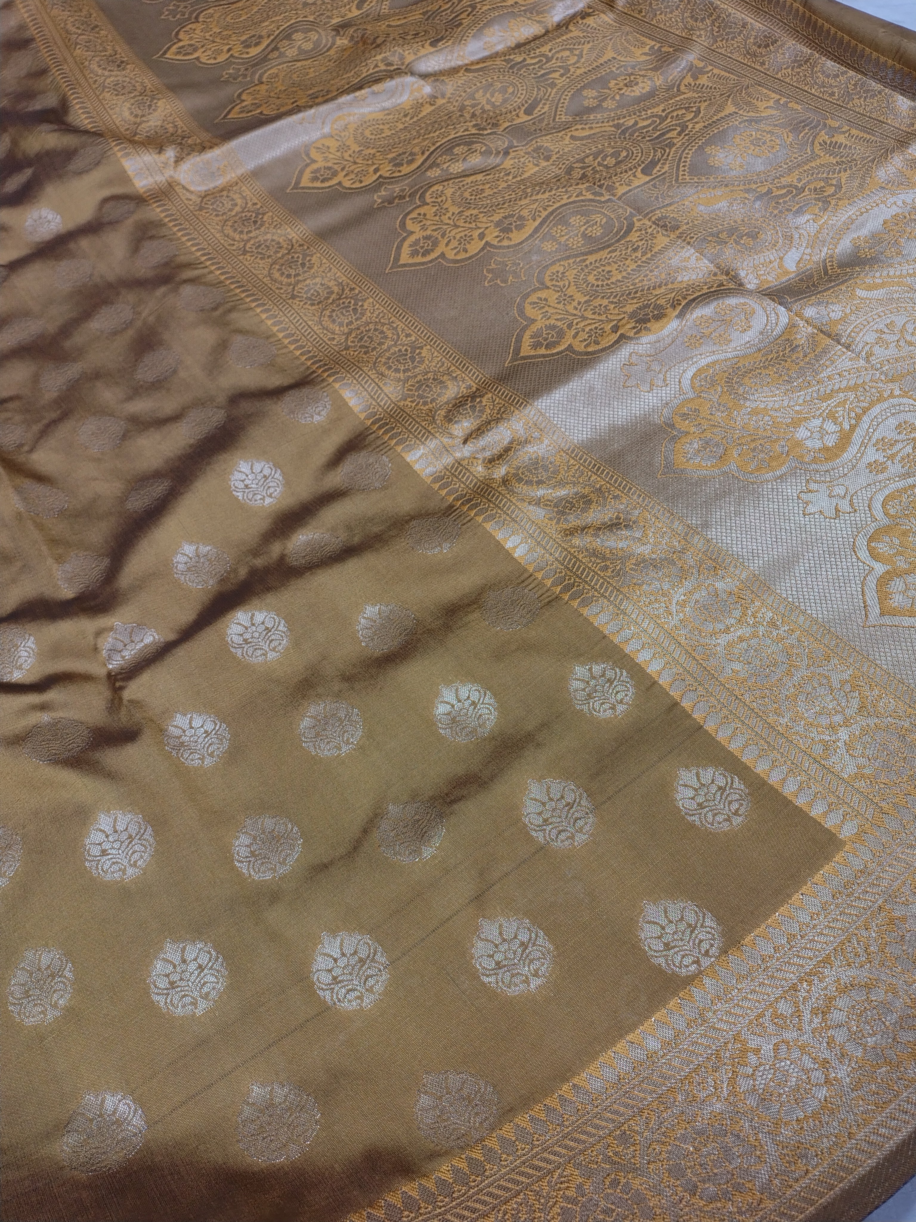 Dusty Gold Soft Silk Banarasi Saree