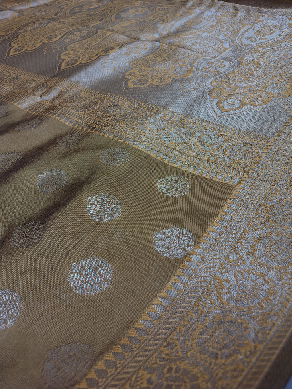 Dusty Gold Soft Silk Banarasi Saree