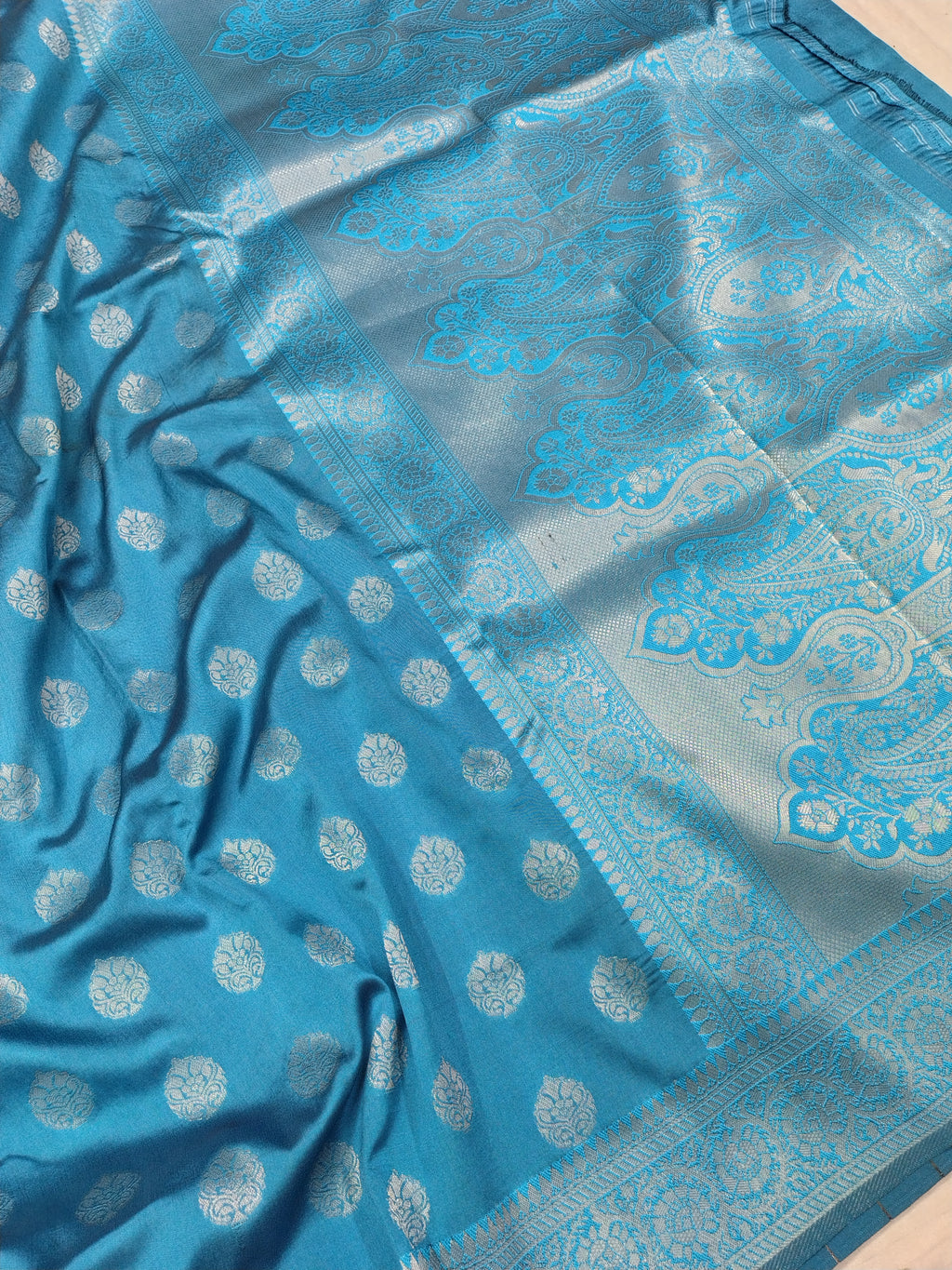 English Blue Soft Silk Banarasi Saree