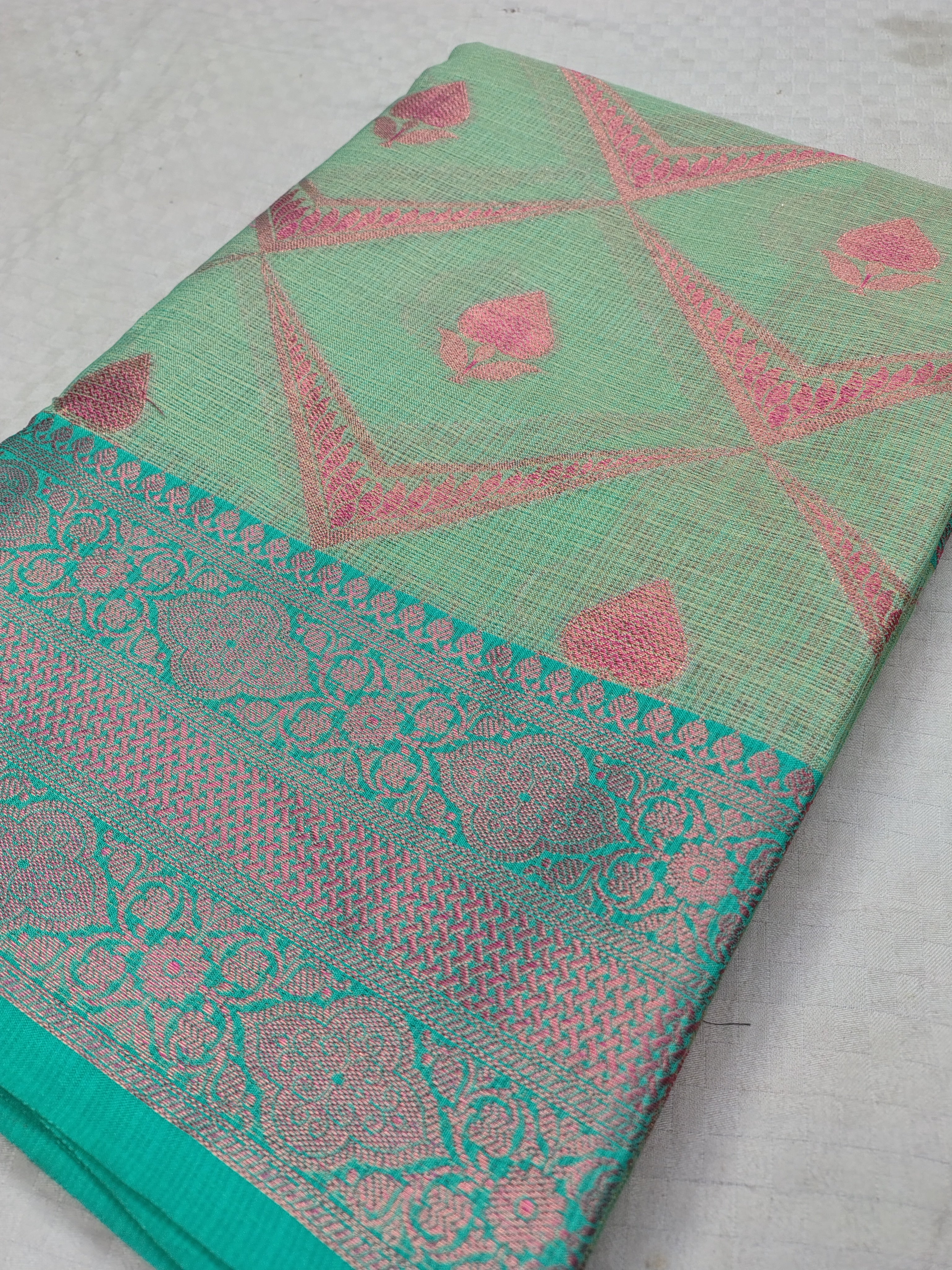 Green Banarasi Glass Check Saree