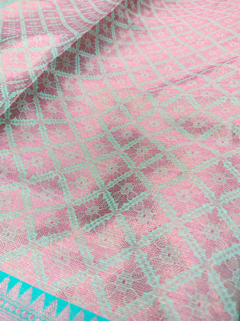 Green Banarasi Glass Check Saree