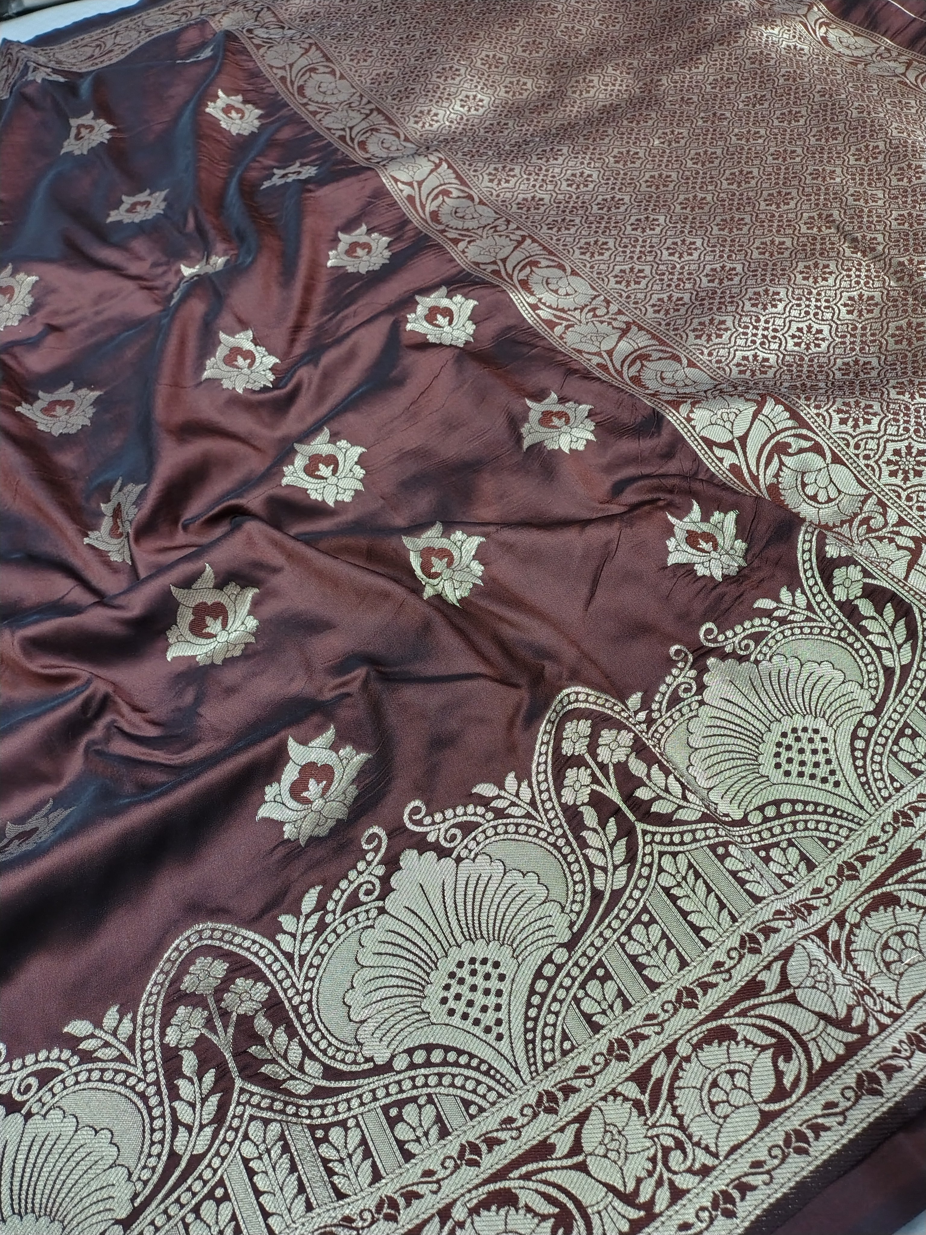 Brown Soft Silk Banarasi Saree
