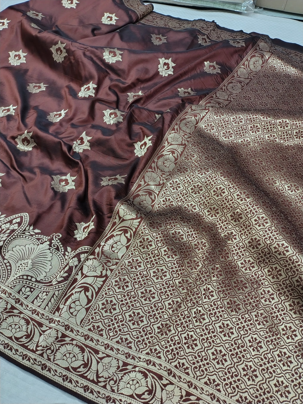 Brown Soft Silk Banarasi Saree