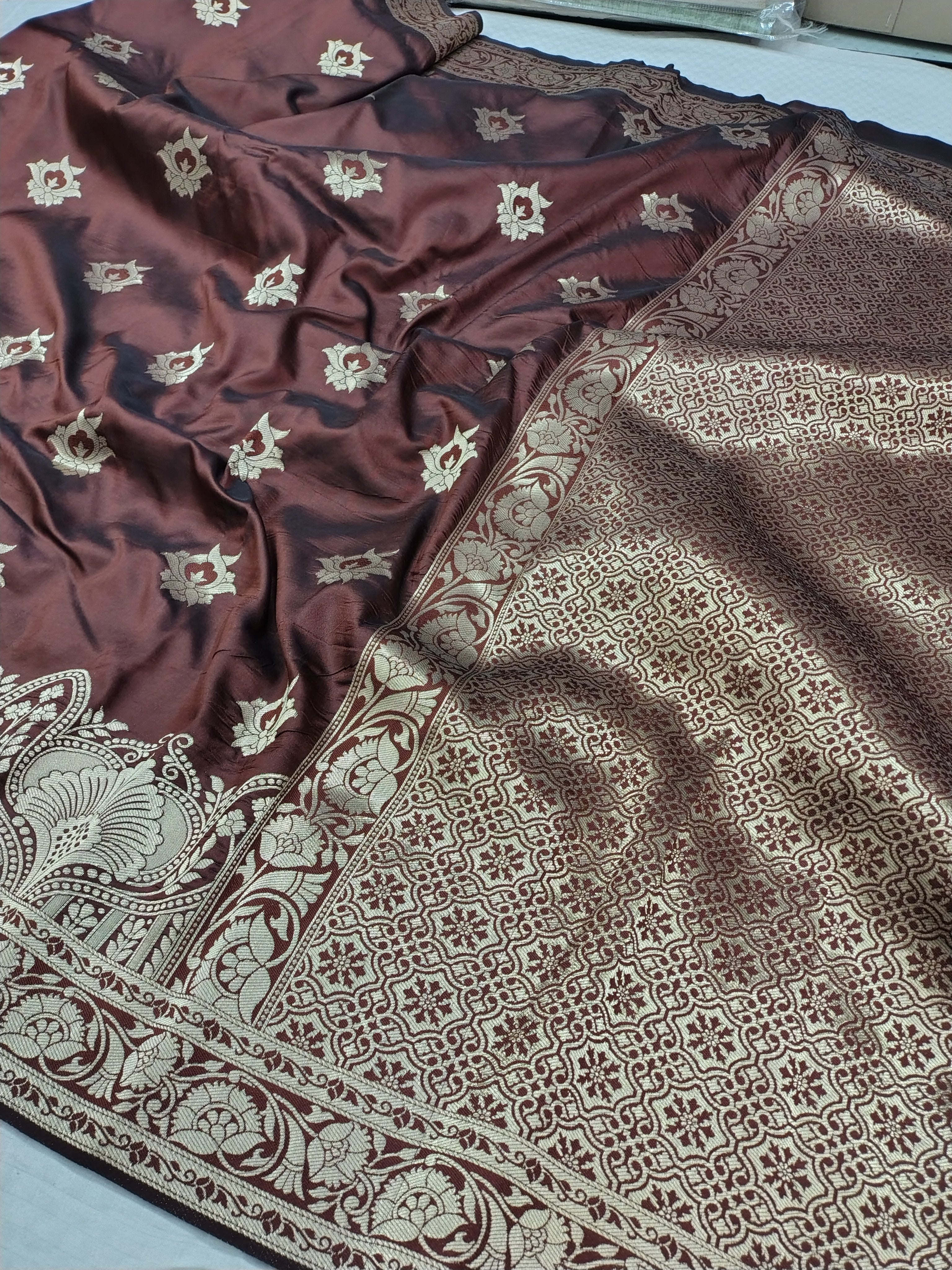 Brown Soft Silk Banarasi Saree