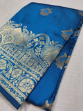 Blue Soft Silk Banarasi Saree – Traditional Motifs, Banarasi Border & Rich Pallu