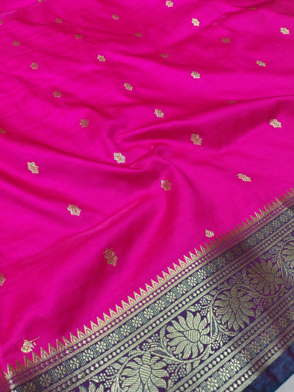Rani Pink Rich Soft Satin Silk Banarasi Saree