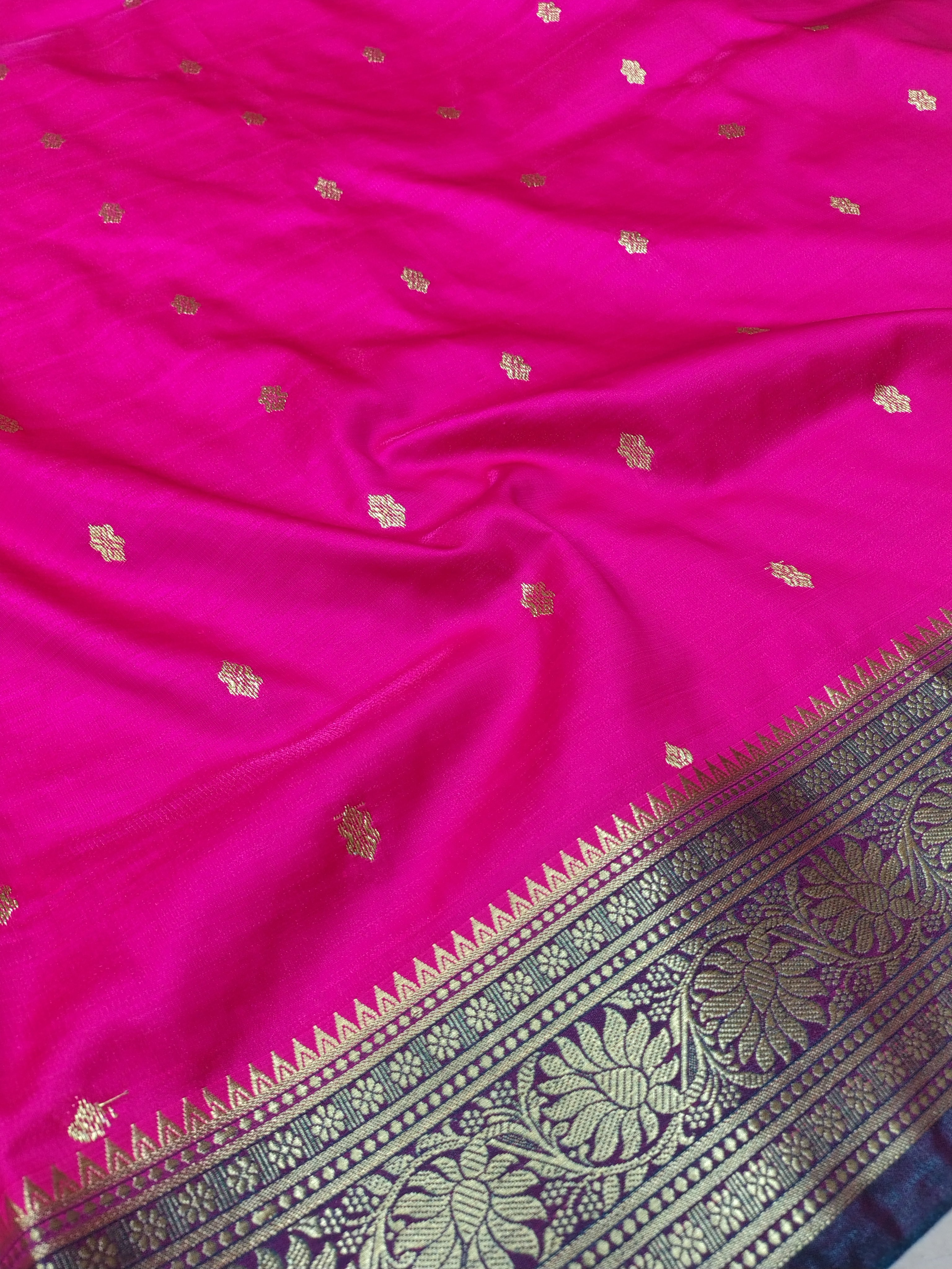 Rani Pink Rich Soft Satin Silk Banarasi Saree